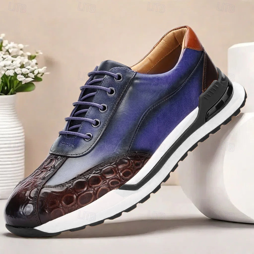 Men's Premium Full-Grain Cowhide Leather Dress Shoes - Round Toe Lace-Up Oxford Shoes