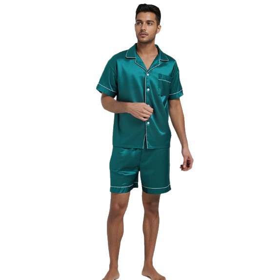 Turn-down Collar Homewear Set Thin Pajamas Mens Loose-Fit Plus-Size Loungewear