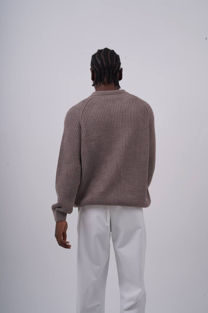 Ribbed Knit Half-Zip Sweater